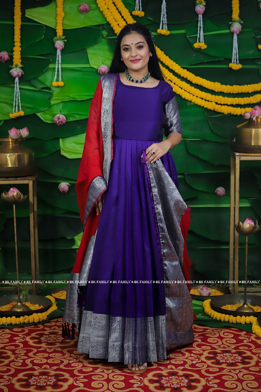 Gahena Pattu Gown Royal Violet Color Wholesale Gown Catalog